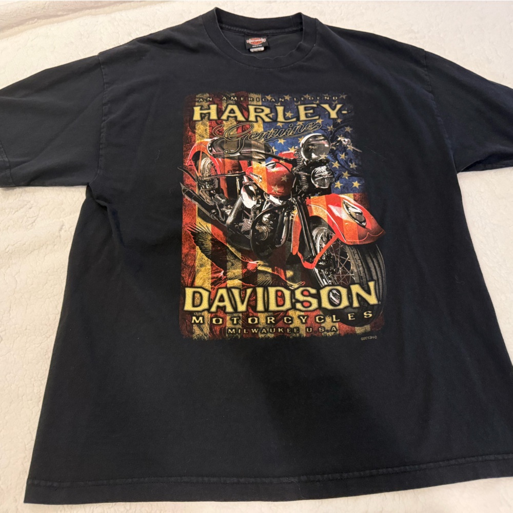 Harley-Davidson Black Tee with Red Motorcycle Graphic
